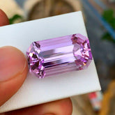 Lilac Kunzite Gemstone, Natural Kunzite Jewelry Stone, Emerald Cut Kunzite