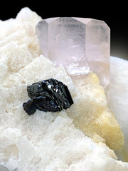 Natural Pink Color Morganite Crystal with Rare Tantalite and Feldspar, Morganite Specimen, Morganite from Skardu Pakistan - 452 gram