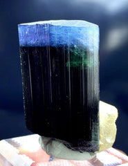 Natural Blue Cap Tourmaline Crystal with Smoky Quartz, Terminated Crystal, Raw Mineral, Tourmaline from Paproke Afghanistan - 91 gram