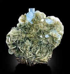 Aquamarine Crystals with Muscovite Mica, Terminated Aquamarine Crystals, Aquamarine Cluster, Aquamarine Crystals, Mineral Specimen, 1024g