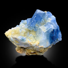 Natural Blue Color Celetine Crystals Cluster, Celestine with Yellow Calcite, Celestine Specimen, Celestine from Baghdis, Afghanistan, 396 g