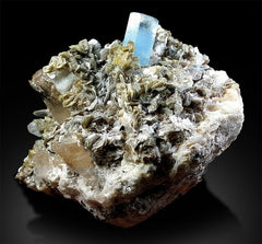 Aquamarine Specimen, Aquamarine With Topaz Schorl Quartz Mica Combo Mineral Specimen, Aquamarine From Shigar Pakistan 1387 g , 131*120 mm