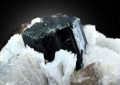 Blue Cap Tourmaline Crystal with Quartz, Natural Tourmaline, Tourmaline Stone, Fine Mineral, Tourmaline From Paprok - 847g, 142*112 mm