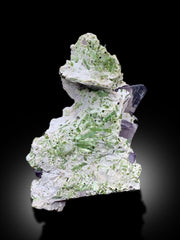 Pink Kunzite With Green Tourmline Crystals Cluster on Matrix Mineral Specimen From Afghanistan - 354 gram