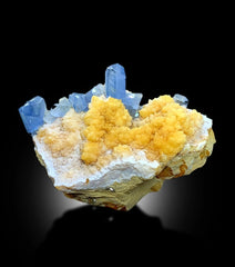 Terminated Blue Celestine Crystals With Calcite Mineral Specimen From Baghdis, Afghanistan - 89 gram