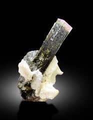 Natural Tricolor Tourmaline with Smoky Quartz and Cleavelandite Albite, Tourmaline Specimen from Astak Nala Mine Skardu Pakistan - 94 gram