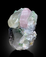 Pink Morganite with Tourmalines and Quartz Specimen from Afghanistan, 378 gram