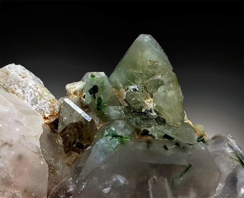 Herderite Crystals with Tourmalines, Topaz, Microlite, Apatite Stone, Quartz and ALbite Combo Specimen - 621 Gram