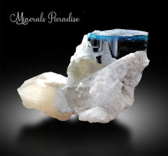 Blue Cap Tourmaline with Cleavlandite and Smoky Quartz Mineral Specimen from Paprok - 164 gm