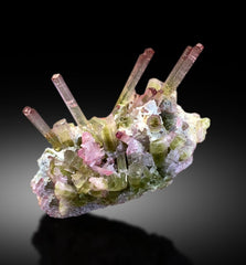 Exquisite Bicolor Tourmaline Cluster on Matrix, Tourmaline Specimen, Tourmaline from Paprok Afghanistan - 56 gram