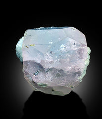 AquaMorganite with Green Tourmalines, Pink Morganite Crystal, Tourmaline Specimen, Mineral Specimen, Pink Morganite with Blue Core, 90 Gram