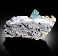 Terminated Blue Aquamarine Crystal With Mica Schorl Quartz and Feldspar Combo Specimen From Skardu Pakistan - 780 gram