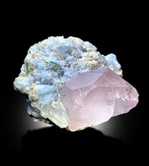 Morganite Specimen with Tourmalines, Pink Lepidolite and Quartz, Morganite Crystal, Tourmaline crystals, Pink Morganite, 170 gram