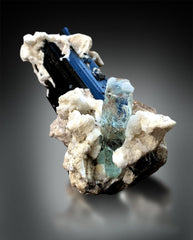 Aquamarine with Apatite on Schorl, Natural Aquamarine, Apatite Stone, Fine Mineral, Raw Gems, Aquamarine Mineral Specimen - 299 Gram