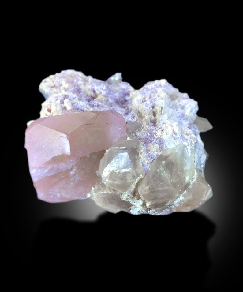 Natural Pink Color Morganite with Quartz and Lepidolite, Morganite Crystal, Morganite Specimen, Morganite from Afghanistan - 282 gram
