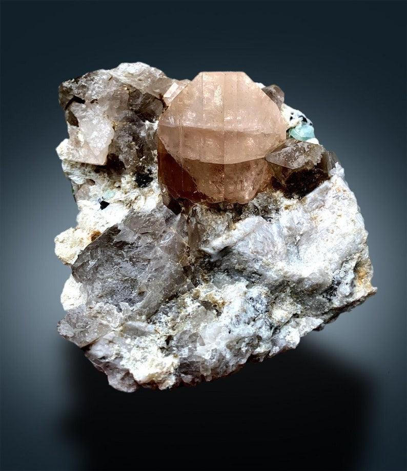 Natural Topaz Crystal with Fluorite and Quartz, Fine Mineral, Combo Specimen, Display Specimen, from Skardu Pakistan - 1444 g
