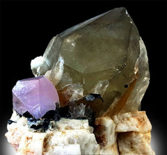 Morganite Specimen with Tourmaline, Smoky Quartz Specimen from Afghanistan - 865 g, 105*100*75 mm