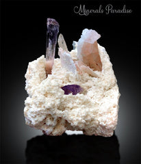 Morganite with Kunzite and Albite Specimen, Kunzite Crystal, Natural Kunzite, Fine Minerals, Kunzite Specimen from Afghanistan, 260 g