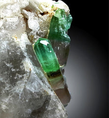 Tourmaline Specimen, Natural Tourmaline, Bicolor Tourmaline Crystal with Quartz from Laghman - 241 Gram , 77*65*45 mm