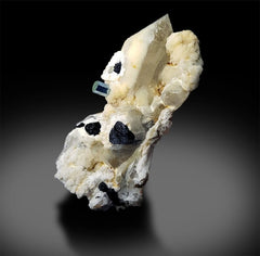 Aquamarine with Quartz, Albite and Schorl, Natural Aquamarine, Aquamarine Crystal, Aquamarine Mineral Specimen from Shigar Pakistan - 1290 g