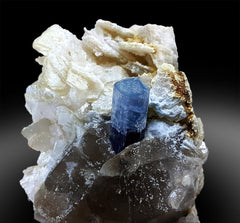 Blue Cap Tourmaline with Smoky Quartz , Cleavlandite Albite Specimen, Tourmaline Crystal, Tourmaline Specimen From Paproke 493 g