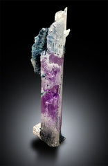 Bicolor Kunzite with Blue Tourmaline Crystals Mineral Specimen, Natural Kunzite, Raw Kunzite, Kunzite For Sale 246g, 136*50*29 mm