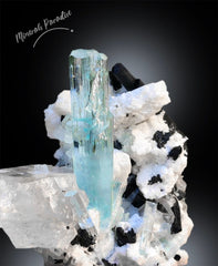 Aquamarine, Schorl,Quartz and Albite, Terminated Aquamarine, Aquamarine Specimen, Aquamarine Crystals, Combo Mineral, Mineral Specimen, 122g