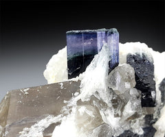 Blue Cap Tourmaline with Smoky Quartz, Cleavlandite and Lepidolite Specimen from Paproke Afghanistan - 645 Gram, 105*98*62 mm