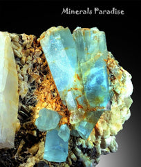 Natural Aquamarine Crystals with Mice and Albite, Aquamarine Cystals, Aquamarine Specimen, Mineral Specimen, Chumar Bakhoor, 1921 Gram