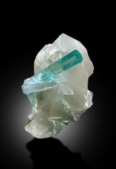 Seafoam Color Tourmalines on Quartz Mineral Specimen from Afghanistan - 130 gram