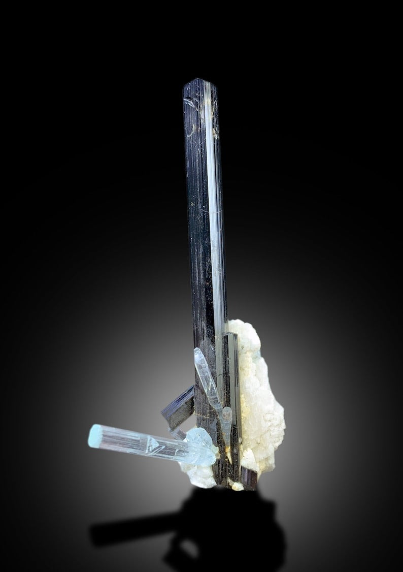 Natural Schorl Tourmaline With Aquamarines and Albite From Shigar Valley Skardu Pakistan - 18 gram