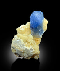 Terminated Blue Celestine Crystal with Calcite Mineral Specimen From Afghanistan - 72 gram