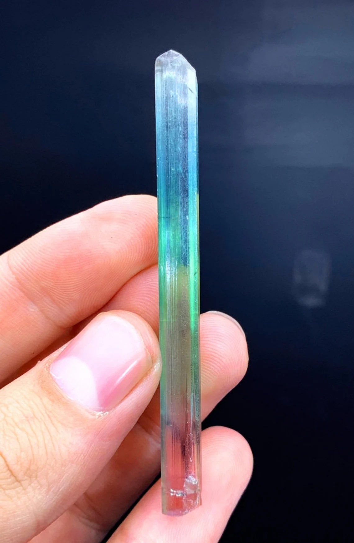 Natural Terminated Tricolor Tourmaline Crystal From Paproke Afghanistan - 33.05 cts