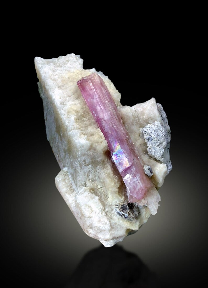 Natural Pink Color Kunzite Crystal on Feldspar, Kunzite Specimen, Raw mineral, Kunzite from Nuristan, Afghanistan - 2010 gram