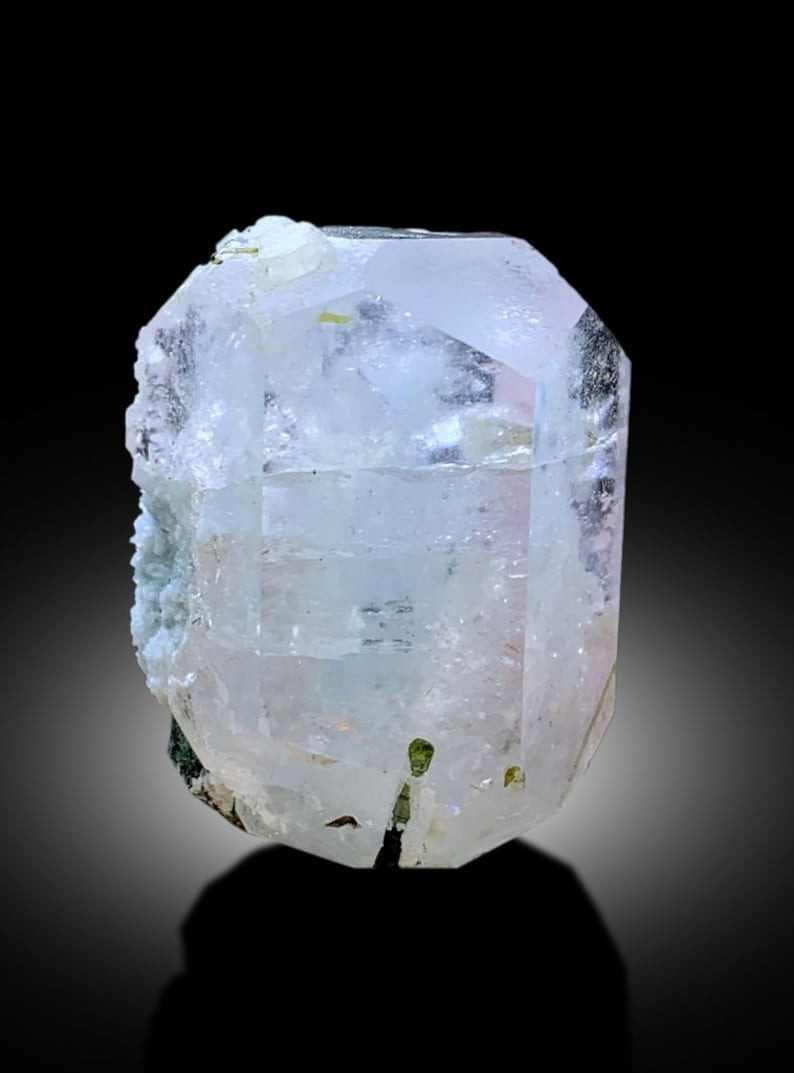 AquaMorganite Crystal, Green Tourmalines, Morganite var Aquamarine Crystal, Pink Morganite Specimen, bicolor Beryl, Mineral Specimen, 64 g