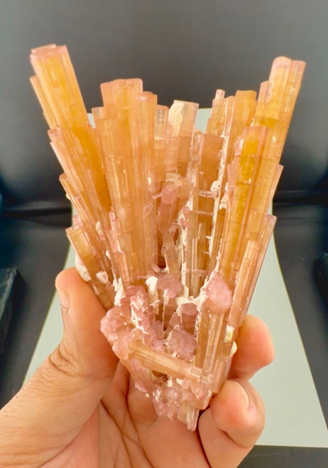 Orange Tourmaline Crystals Cluster , 224 gran