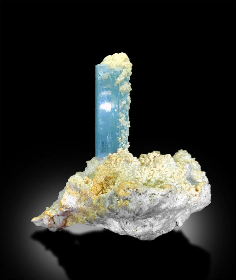 Aquamarine Specimen, Aquamarine Crystal on Feldspar, Aquamarine Stone, Natural Aquamarine, Aquamarine for sale, Aquamarine Gemstone, 235 g