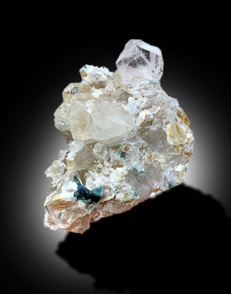 Natural Morganite Crystal with Indicolite Tourmalines, Quartz and Mica, Morganite Specimen, Morganite from Afghanistan - 1065 gram