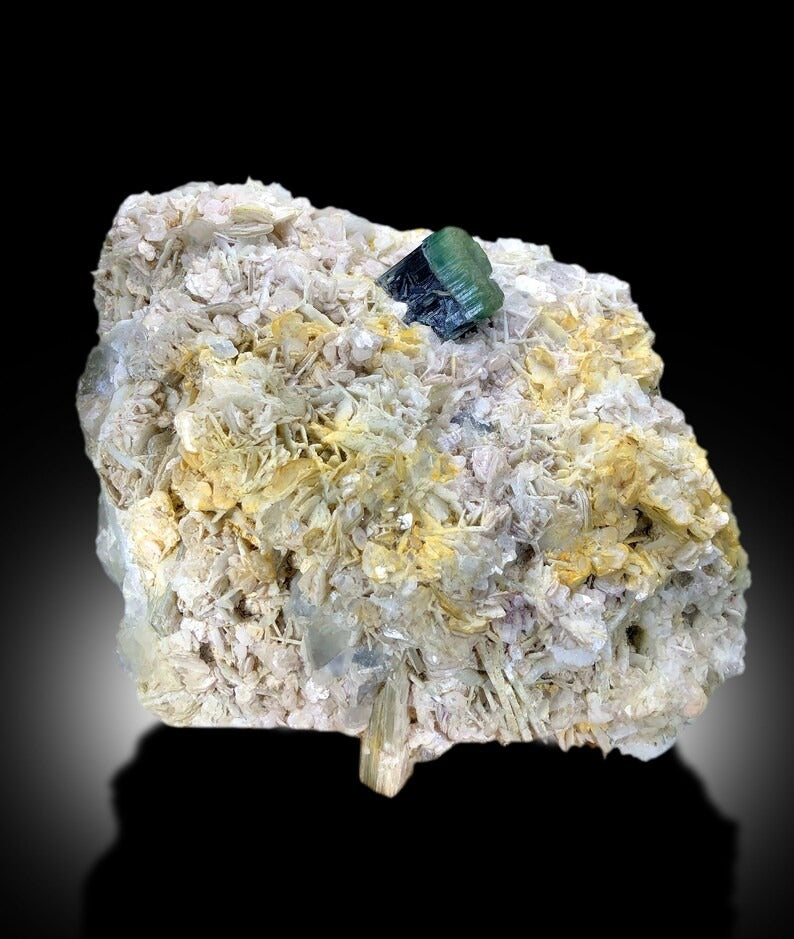 Natural Blue Cap Tourmaline on Mica Matrix, Tourmaline Crystal, Tourmaline Specimen, Tourmaline from Afghanistan - 2777 gram
