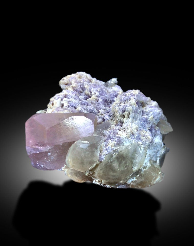 Natural Pink Color Morganite with Quartz and Lepidolite, Morganite Crystal, Morganite Specimen, Morganite from Afghanistan - 282 gram