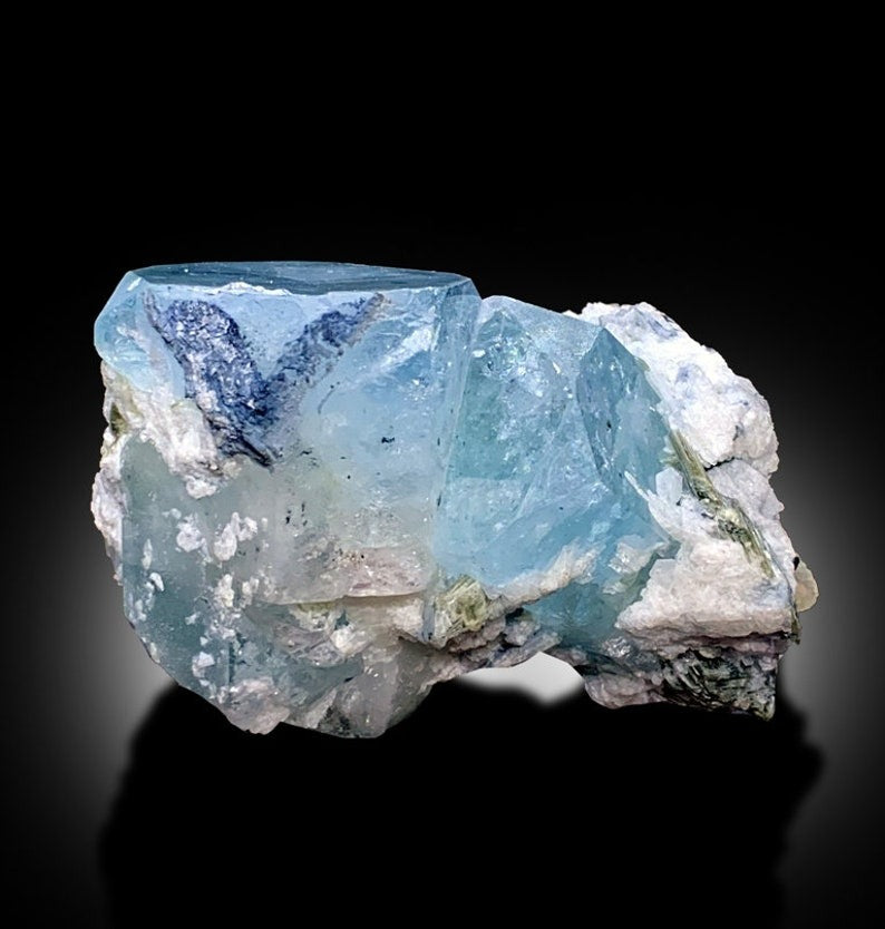 Aquamarine Specimen, Terminated Aquamarine Crystals with Cleavlandite Albite, Natural Aquamarine, Mineral Specimen, Raw Gemstone, 258 gram