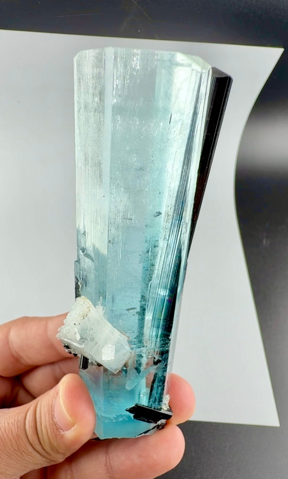 Aquamarine Crystal with Schorl from Pakistan, 160 Gram
