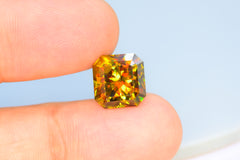 Sparkling Full Fire Sphene Titanite Gemstone With Strong Trichroism, Loose Gemstone, Asscher Cut Faceted Rare Sphene - 8.50 CT