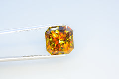 Sparkling Full Fire Sphene Titanite Gemstone With Strong Trichroism, Loose Gemstone, Asscher Cut Faceted Rare Sphene - 8.50 CT