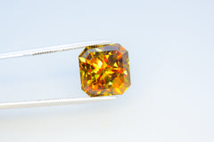 Sparkling Full Fire Sphene Titanite Gemstone With Strong Trichroism, Loose Gemstone, Asscher Cut Faceted Rare Sphene - 8.50 CT