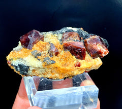 NATURAL ZIRCON CRYSTALS ON MATRIX, ZIRCON SPECIMEN, RED ZIRCON, RARE MINERAL, ZIRCON RAW, 193 GRAM
