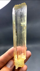 NATURAL YELLOW KUNZITE CRYSTAL, TRIPHANE CRYSTAL, KUNZITE SPECIMEN, SPODUMENE KUNZITE, MINERAL SPECIMEN, CRYSTAL SPECIMEN, 123 G