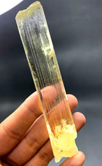 NATURAL YELLOW KUNZITE CRYSTAL, TRIPHANE CRYSTAL, KUNZITE SPECIMEN, SPODUMENE KUNZITE, MINERAL SPECIMEN, CRYSTAL SPECIMEN, 123 G