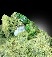 LUSH GREEN DEMANTOID GARNET CRYSTALS WITH CALCITE, GARNET ON MATRIX, DEMANTOID GARNET SPECIMEN, GARNET STONE, RAW MINERAL - 3040 GRAM