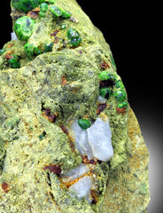 LUSH GREEN DEMANTOID GARNET CRYSTALS WITH CALCITE, GARNET ON MATRIX, DEMANTOID GARNET SPECIMEN, GARNET STONE, RAW MINERAL - 3040 GRAM